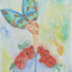 Schmetterlingsfrau Mohnblüten